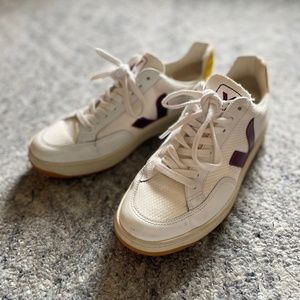 Veja V-12 Sneakers White Burgundy Gold